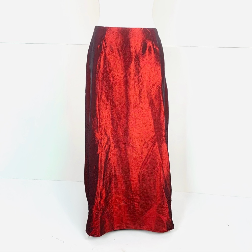 Patra Women Size 8 Maxi Skirt Pleated Back Red Formal Vampire Satin Holiday Goth